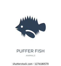puffer fish icon vector on white background, puffer fish trendy filled icons from Animals collection, puffer fish vector illustration