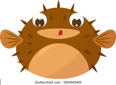 Puffer fish, illustration, vector on white background