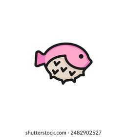 Puffer fish line icon. Fugu, blowfish, dish. Seafood concept. Can be used for topics like ocean, wildlife, fishing, restaurant meal