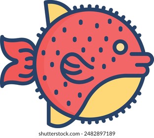 Puffer Fish linear color illustration icon