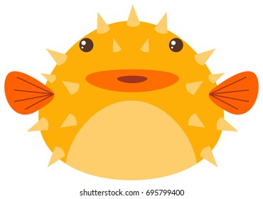 Puffer fish on white background illustration