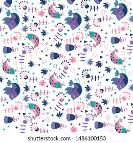 Puffer Fish Pattern And Vector Illustration