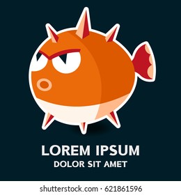 The puffer fish , the poisonous Japanese fish , logo vector . Vector illustration isolated on background .
