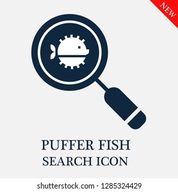 Puffer fish search icon. Editable Puffer fish search icon for web or mobile.