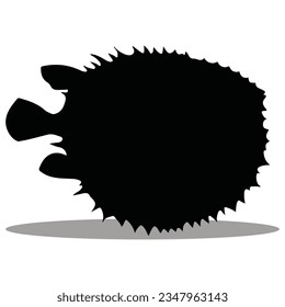 Puffer Fish silhouette, Puffer Fish Vector illustration, Puffer Fish isolated on white background svg