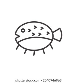 Puffer fish stroke icon in black