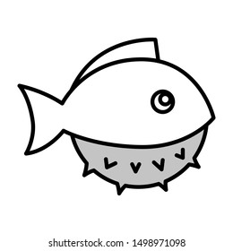 puffer fish thin line vector icon