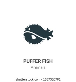 Puffer fish vector icon on white background. Flat vector puffer fish icon symbol sign from modern animals collection for mobile concept and web apps design.