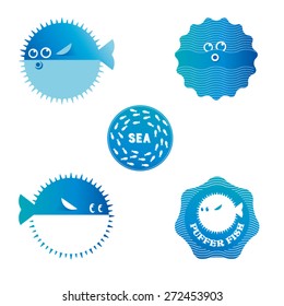 puffer fish vector / nature sign icon / sea ocean