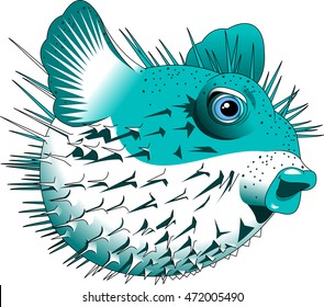 Puffer Fish,blow Fish,cartoon Vector Image Isolated On White Background