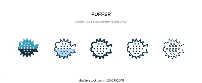 puffer icon in different style vector illustration. two colored and black puffer vector icons designed in filled, outline, line and stroke style can be used for web, mobile, ui