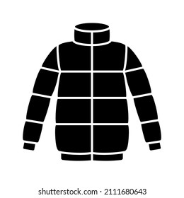 Puffer Jacket Black Glyph Icon Isolated. Vector