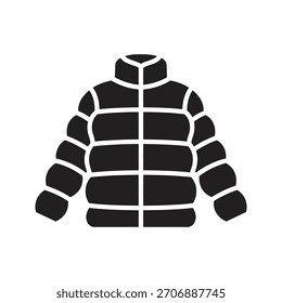 Puffer jacket icon symbolizing outdoor protection. Suitable for winter clothing, fashion retail, and keeping warm.