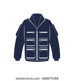 Puffer Jacket. Outdoor Puffer Jacket Icon Isolated On White Background. Waterproof Coat Vector Illustration
