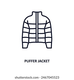 puffer jacket outline icon.  Thin line icon from clothes collection. Editable vector isolated on white background