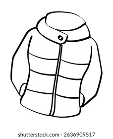 Puffer jacket with stand collar outline drawing