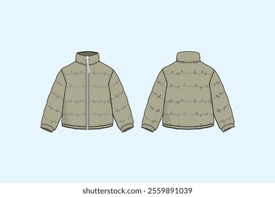A puffer jacket is a type of outerwear designed to keep the wearer warm, typically filled with down feathers or synthetic fibers that trap heat and provide insulation.
