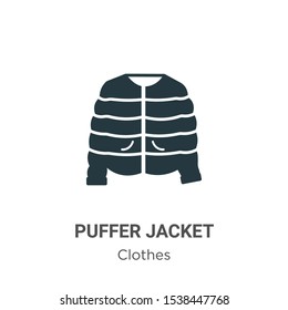 Puffer jacket vector icon on white background. Flat vector puffer jacket icon symbol sign from modern clothes collection for mobile concept and web apps design.