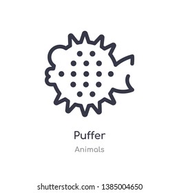 puffer outline icon. isolated line vector illustration from animals collection. editable thin stroke puffer icon on white background