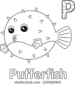 Pufferfish Alphabet ABC Coloring Page P