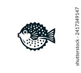 pufferfish animal logo vector illustration template design