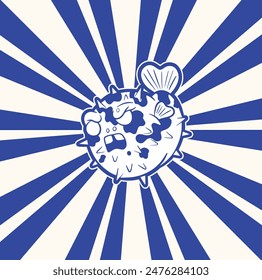pufferfish animal logo vector illustration template design
