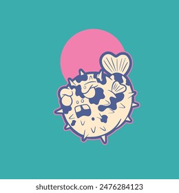 pufferfish animal logo vector illustration template design