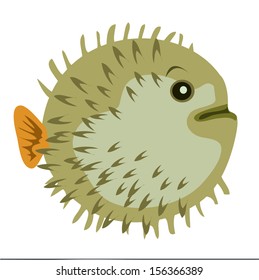 Pufferfish Being Bloated Issued Prickly Selfprotection Stock Vector ...