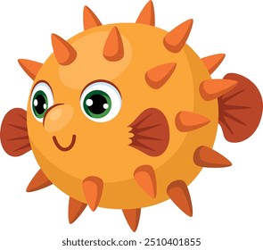 Pufferfish cartoon icon. Underwater creature. Ocean fish