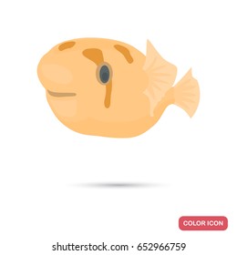 Pufferfish color flat icon for web and mobile design