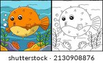 Pufferfish Coloring Page Colored Illustration