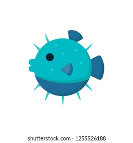 Pufferfish Icon Vector Flat Style