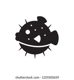 pufferfish icon vector glyph style