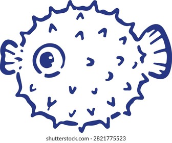 Pufferfish Outline Vector Illustration Design