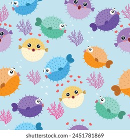 pufferfish pattern in vector eps 10