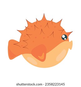 pufferfish sea life icon isolated
