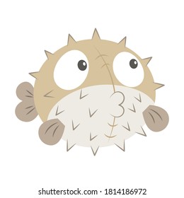 Pufferfish vector illustration cartoon isolated on white background. Blowfish vector cartoon.