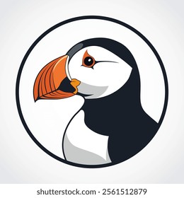 puffin bird head in circle color logo