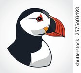 puffin bird head color logo design