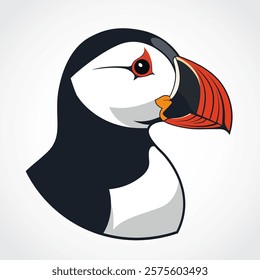 puffin bird head color logo design