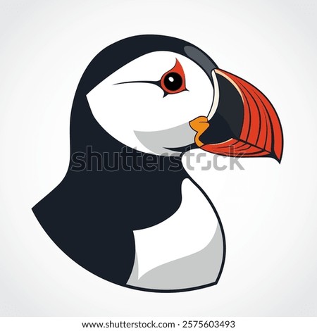 puffin bird head color logo design