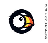 puffin bird head with feathers. vector logo