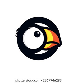 puffin bird head with feathers. vector logo