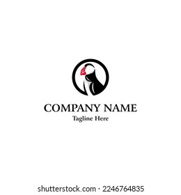 Puffin bird logo design icon. Puffin design inspiration.
Bird  logo design template. Polar Bird symbol logotype.
Puffin symbol silhouette.Animal bird line art logo