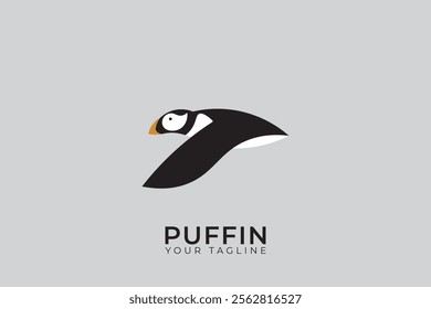 Puffin bird logo silhouette, simple and minimalist puffin logo.