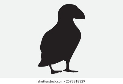 Puffin bird silhouette vector art Illustration Isolated on white background