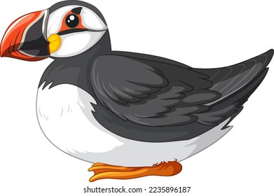 Puffin bird in sitting pose illustration