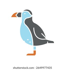 puffin color flat icon for digital and print projects. Arctic animals. Minimal clean icons for apps and websites. Modern simple icons for UI UX and branding