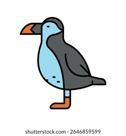 puffin color line icon for digital and print projects. Arctic animals. Minimal clean icons for apps and websites. Modern simple icons for UI UX and branding