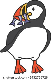 puffin. Cute cartoon penguin. Vector illustration.